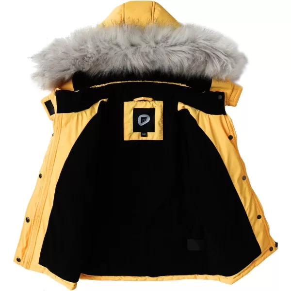 imageFARVALUE Girls Winter Coats Thicken Fleece Lined Padded Hooded Puffer Jacket Coat for GirlsYellow