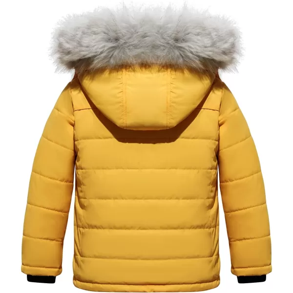 imageFARVALUE Girls Winter Coats Thicken Fleece Lined Padded Hooded Puffer Jacket Coat for GirlsYellow