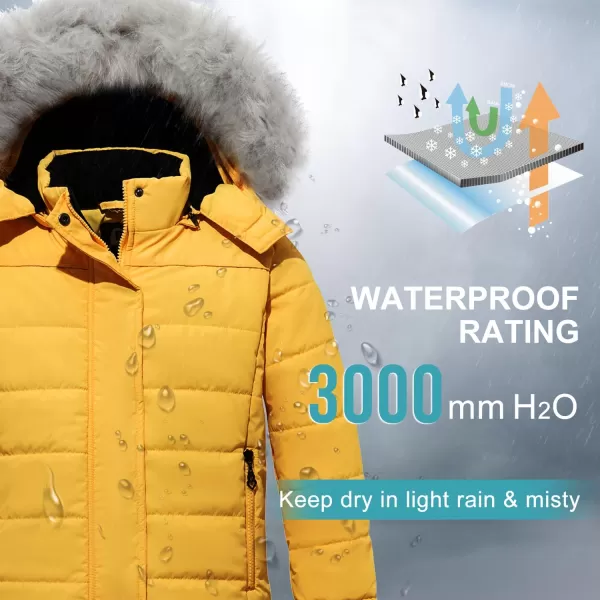 imageFARVALUE Girls Winter Coats Thicken Fleece Lined Padded Hooded Puffer Jacket Coat for GirlsYellow