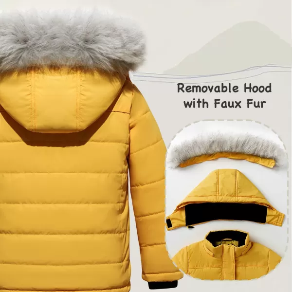 imageFARVALUE Girls Winter Coats Thicken Fleece Lined Padded Hooded Puffer Jacket Coat for GirlsYellow