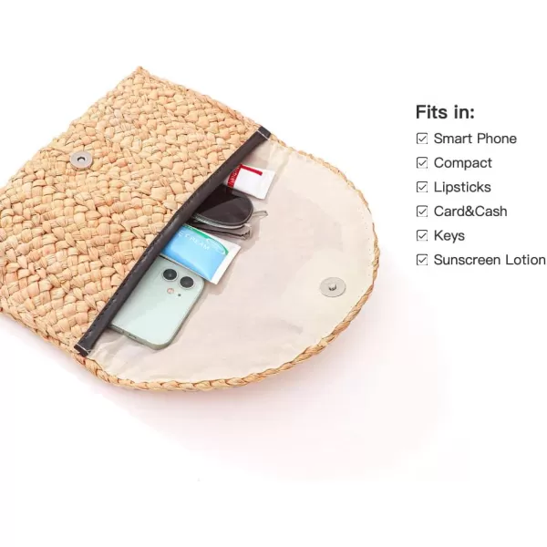imageFARVALUE Women Straw Clutch Summer Straw Beach Bag Handwoven Summer Envelope Purse Wallet
