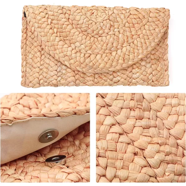 imageFARVALUE Women Straw Clutch Summer Straw Beach Bag Handwoven Summer Envelope Purse Wallet
