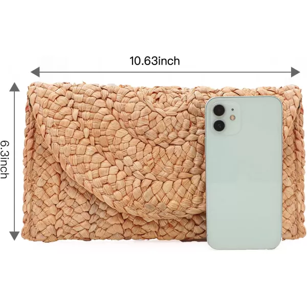imageFARVALUE Women Straw Clutch Summer Straw Beach Bag Handwoven Summer Envelope Purse Wallet