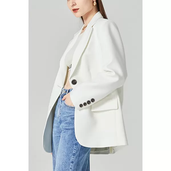 imageFARVALUE Womens Casual Oversized Blazer Long Sleeve Open Front Work Office Blazer Lapel Suit Jackets Shoulder PadsApricot