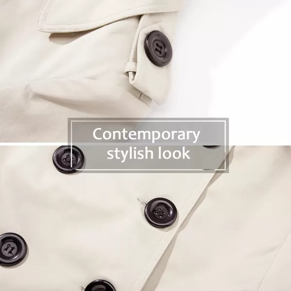 imageFARVALUE Womens Double Breasted Trench Coat Water Resistant Windbreaker Classic Belted Lapel OvercoatAbeige