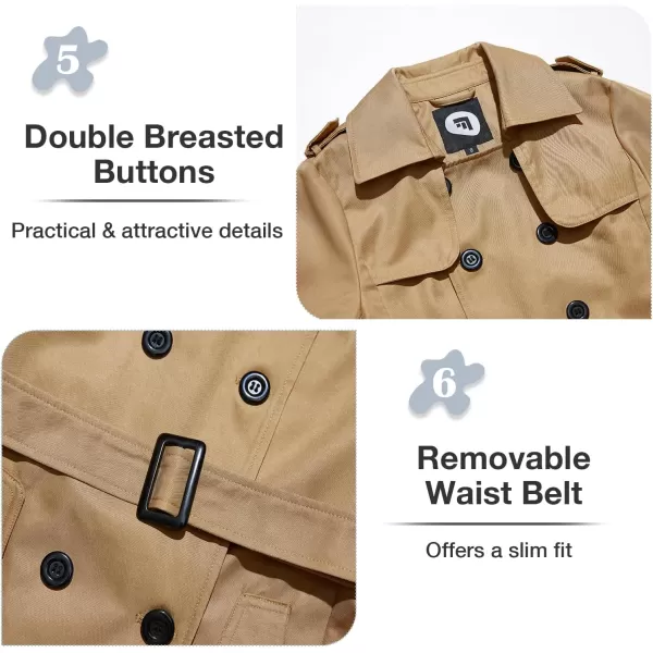 imageFARVALUE Womens Double Breasted Trench Coat Water Resistant Windbreaker Classic Belted Lapel OvercoatAcamel