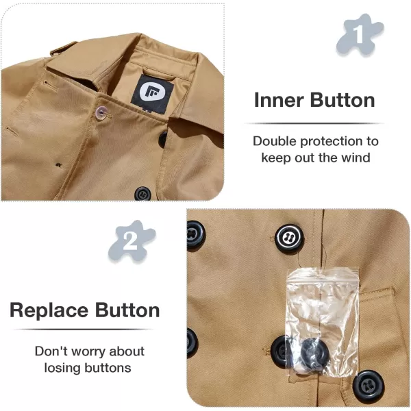 imageFARVALUE Womens Double Breasted Trench Coat Water Resistant Windbreaker Classic Belted Lapel OvercoatAcamel