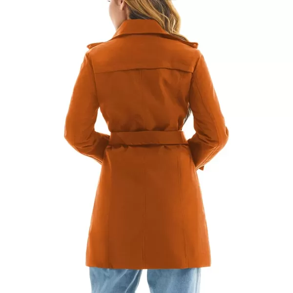 imageFARVALUE Womens Double Breasted Trench Coat Water Resistant Windbreaker Classic Belted Lapel OvercoatCaramel