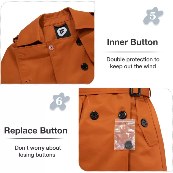 imageFARVALUE Womens Double Breasted Trench Coat Water Resistant Windbreaker Classic Belted Lapel OvercoatCaramel