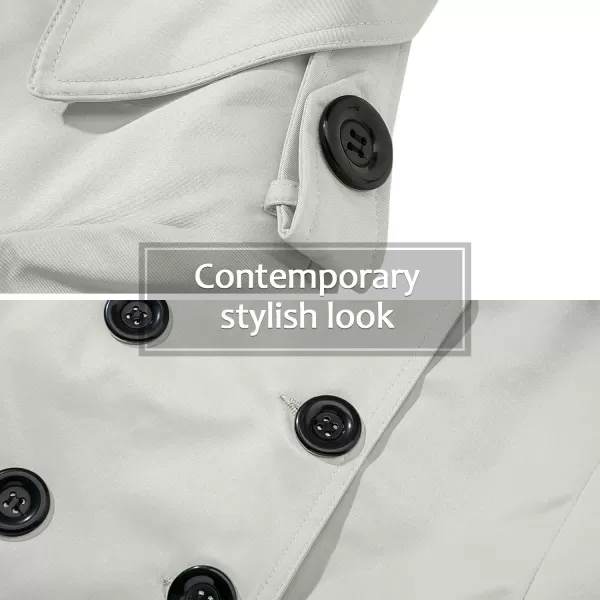 imageFARVALUE Womens Double Breasted Trench Coat Water Resistant Windbreaker Classic Belted Lapel OvercoatClight Gray