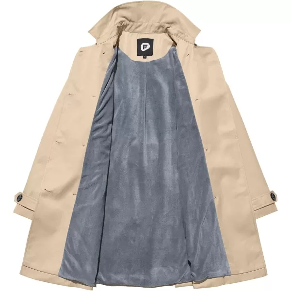 imageFARVALUE Womens Double Breasted Trench Coat Water Resistant Windbreaker Classic Belted Lapel OvercoatKhaki Velvet Lined