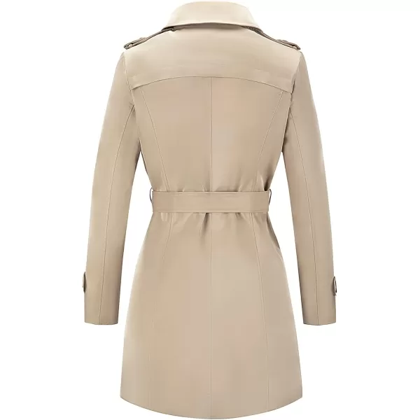 imageFARVALUE Womens Double Breasted Trench Coat Water Resistant Windbreaker Classic Belted Lapel OvercoatKhaki Velvet Lined