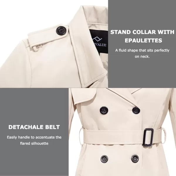 imageFARVALUE Womens Long Trenchcoat Double Breasted Trench Coat Water Resistant Classic Peacoat with BeltBeige