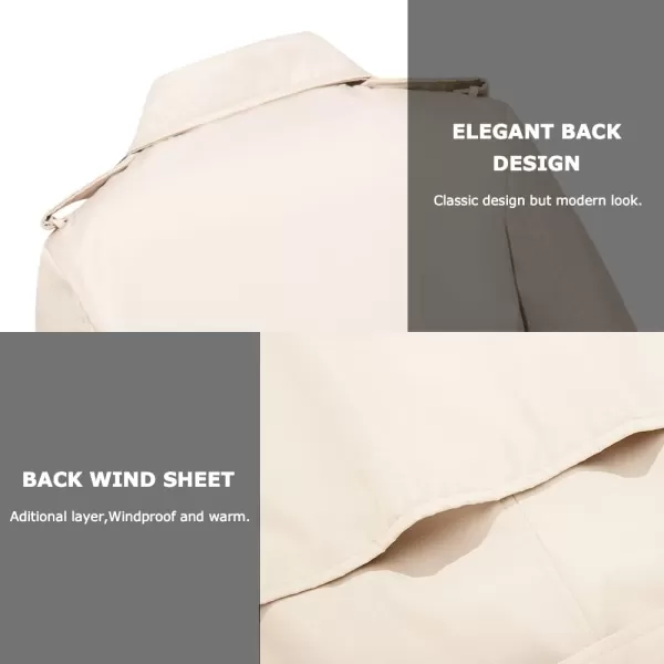 imageFARVALUE Womens Long Trenchcoat Double Breasted Trench Coat Water Resistant Classic Peacoat with BeltBeige