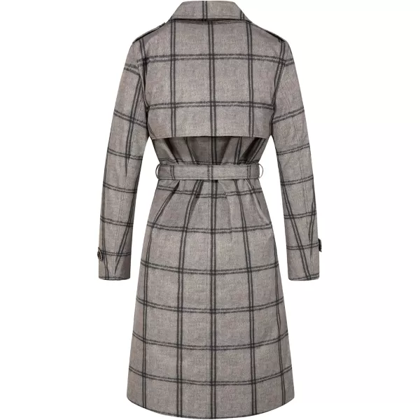 imageFARVALUE Womens Long Trenchcoat Double Breasted Trench Coat Water Resistant Classic Peacoat with BeltBig Plaid