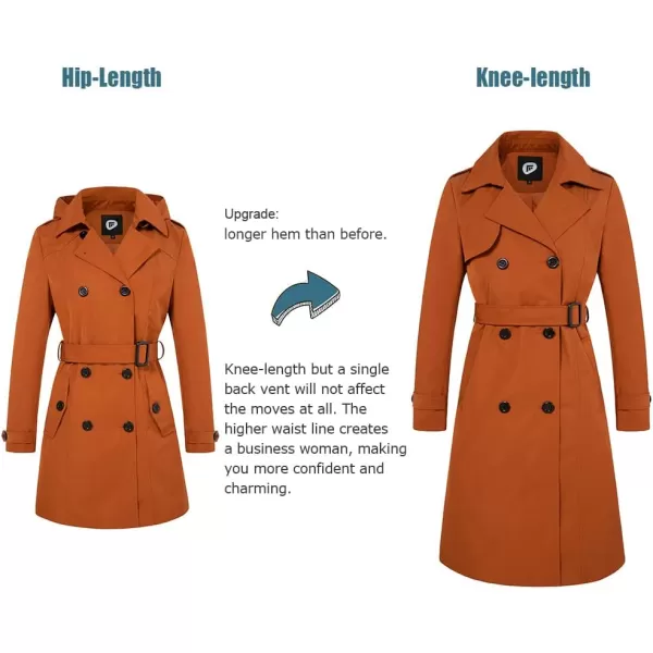 imageFARVALUE Womens Long Trenchcoat Double Breasted Trench Coat Water Resistant Classic Peacoat with BeltCaramel