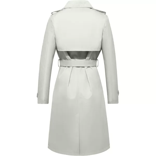 imageFARVALUE Womens Long Trenchcoat Double Breasted Trench Coat Water Resistant Classic Peacoat with BeltLight Gray