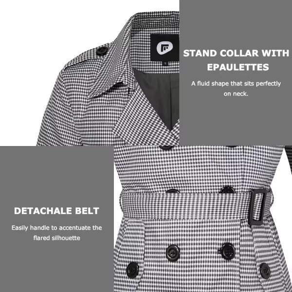 imageFARVALUE Womens Long Trenchcoat Double Breasted Trench Coat Water Resistant Classic Peacoat with BeltSmall Plaid