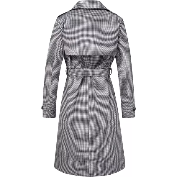 imageFARVALUE Womens Long Trenchcoat Double Breasted Trench Coat Water Resistant Classic Peacoat with BeltSmall Plaid
