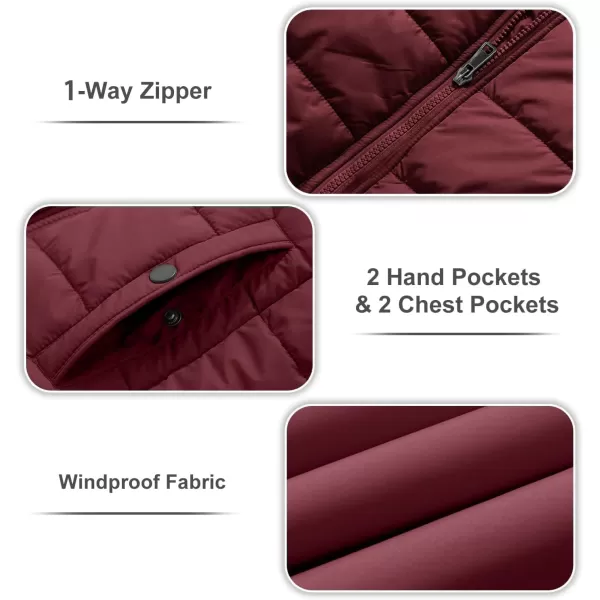 imageFARVALUE Womens Water Resistant Winter Coat Thicken Puffer Jacket Warm Quilted Parka Padded Windbreaker with Removable HoodWine Red