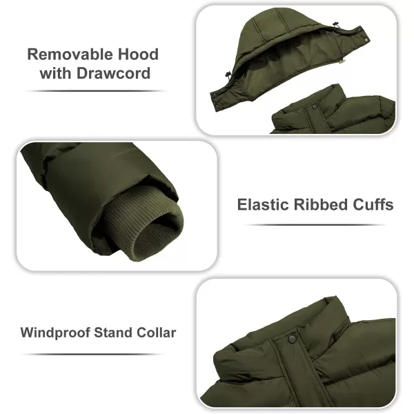 imageFARVALUE Womens Winter Coat Thicken Puffer Jacket Warm Bubble Coat with Removable HoodArmy Green