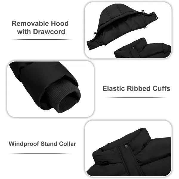 imageFARVALUE Womens Winter Coat Thicken Puffer Jacket Warm Bubble Coat with Removable HoodBlack