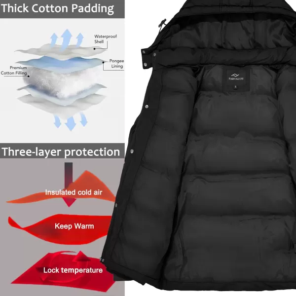 imageFARVALUE Womens Winter Coat Thicken Puffer Jacket Warm Bubble Coat with Removable HoodBlack