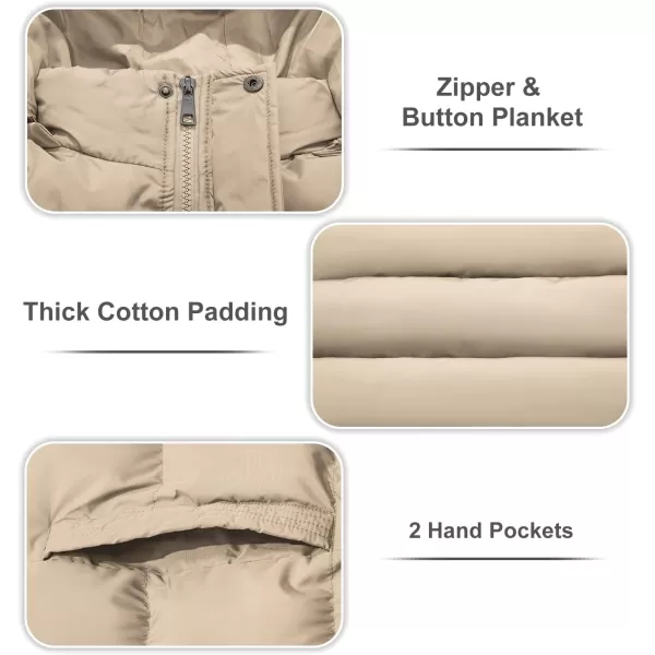 imageFARVALUE Womens Winter Coat Thicken Puffer Jacket Warm Bubble Coat with Removable HoodLight Khaki