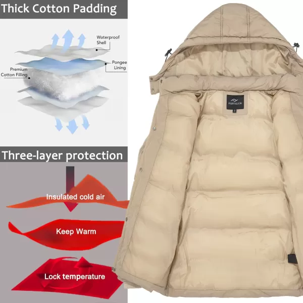 imageFARVALUE Womens Winter Coat Thicken Puffer Jacket Warm Bubble Coat with Removable HoodLight Khaki