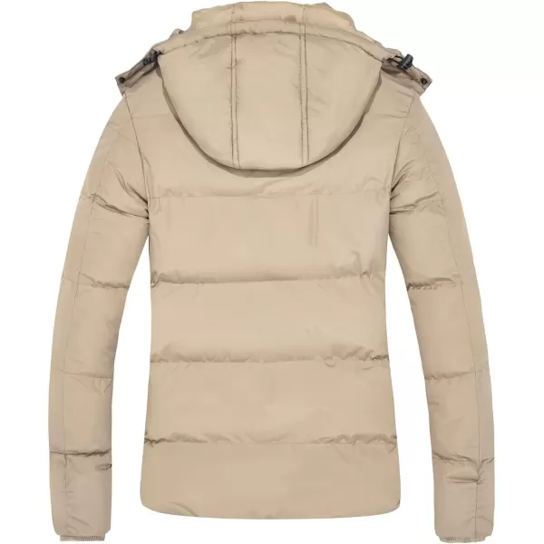 imageFARVALUE Womens Winter Coat Thicken Puffer Jacket Warm Bubble Coat with Removable HoodLight Khaki