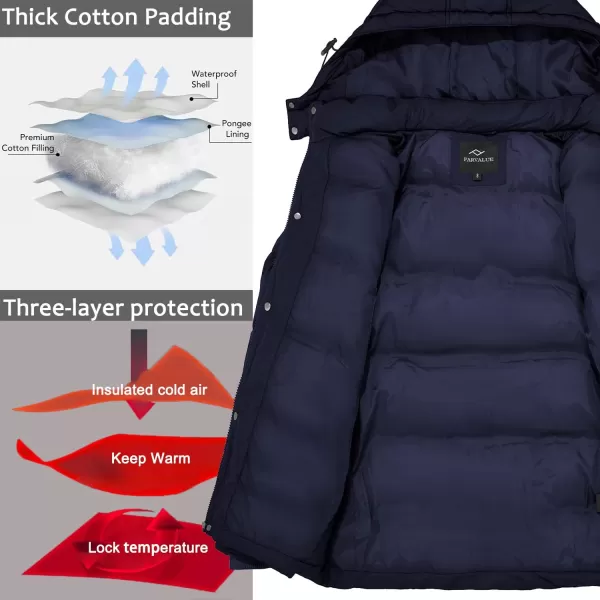 imageFARVALUE Womens Winter Coat Thicken Puffer Jacket Warm Bubble Coat with Removable HoodNavy