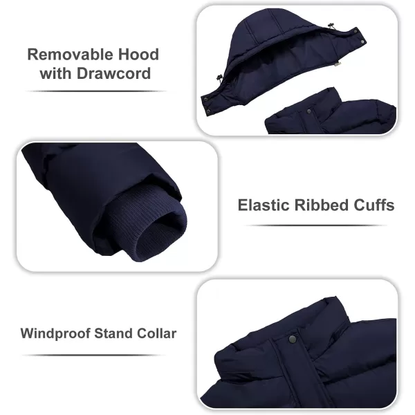 imageFARVALUE Womens Winter Coat Thicken Puffer Jacket Warm Bubble Coat with Removable HoodNavy