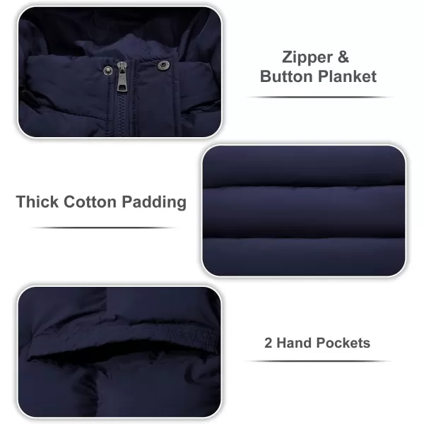 imageFARVALUE Womens Winter Coat Thicken Puffer Jacket Warm Bubble Coat with Removable HoodNavy