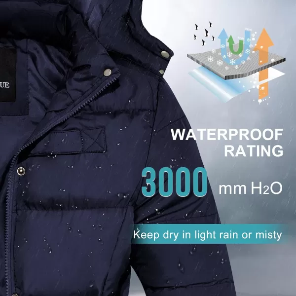 imageFARVALUE Womens Winter Coat Thicken Puffer Jacket Warm Bubble Coat with Removable HoodNavy