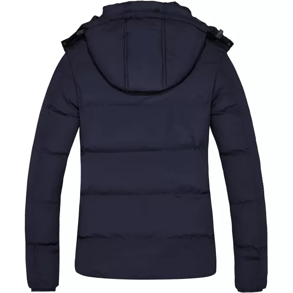 imageFARVALUE Womens Winter Coat Thicken Puffer Jacket Warm Bubble Coat with Removable HoodNavy