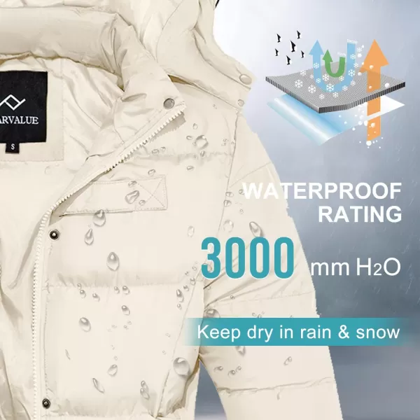 imageFARVALUE Womens Winter Coat Thicken Puffer Jacket Warm Bubble Coat with Removable HoodWhite