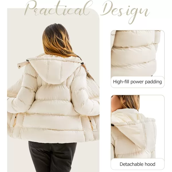 imageFARVALUE Womens Winter Coat Thicken Puffer Jacket Warm Bubble Coat with Removable HoodWhite