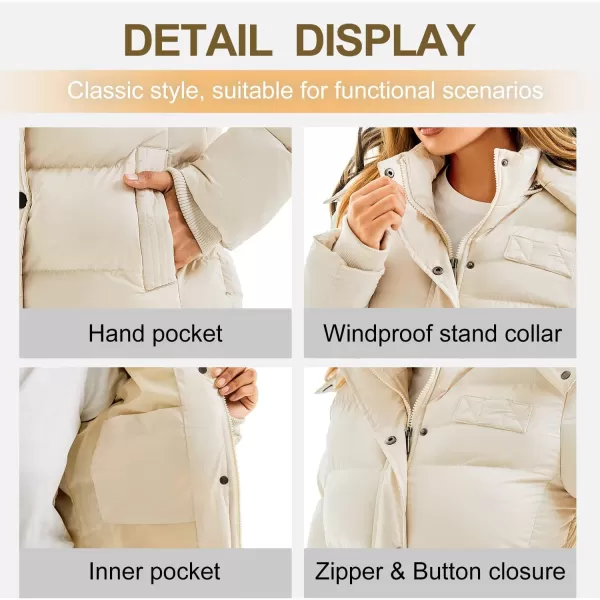 imageFARVALUE Womens Winter Coat Thicken Puffer Jacket Warm Bubble Coat with Removable HoodWhite