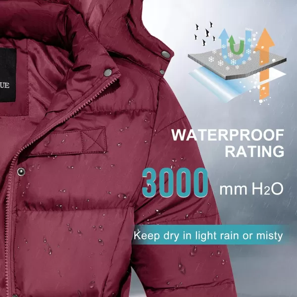 imageFARVALUE Womens Winter Coat Thicken Puffer Jacket Warm Bubble Coat with Removable HoodWine Red
