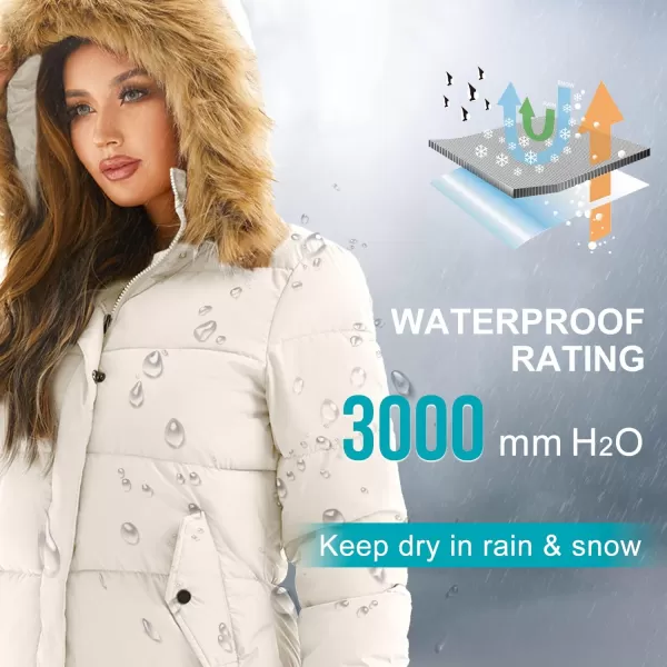 imageFARVALUE Womens Winter Coat Warm Parka Jacket Puffer Quilted Thicken Hooded Outerwear with Fur TrimBeige
