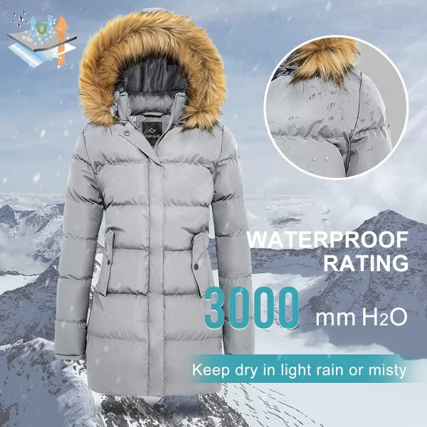 imageFARVALUE Womens Winter Coat Warm Parka Jacket Puffer Quilted Thicken Hooded Outerwear with Fur TrimGrey