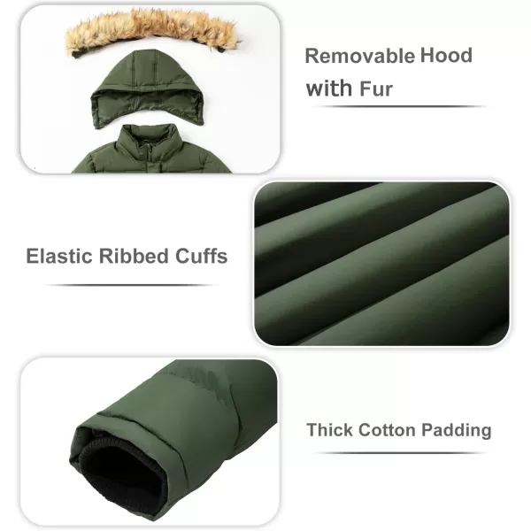imageFARVALUE Womens Winter Coat Warm Parka Jacket Puffer Quilted Thicken Hooded Outerwear with Fur TrimOlive