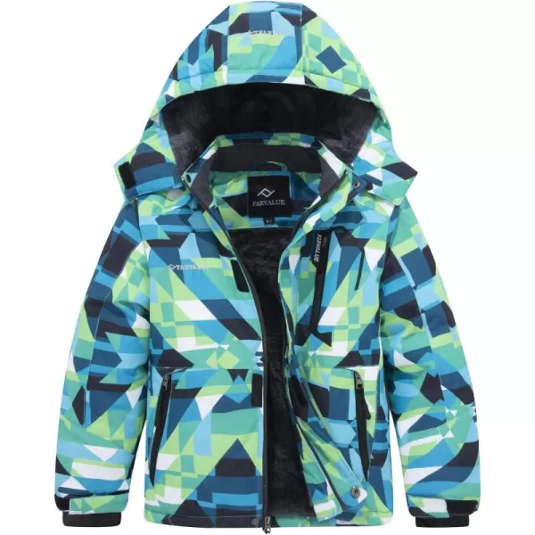 imageFARVALUE Boys Waterproof Ski Jacket Windproof Winter Coat Warm Snow Coat Outdoor Raincoats Hooded WindbreakerCamo