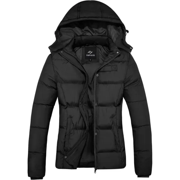 imageFARVALUE Womens Winter Coat Thicken Puffer Jacket Warm Bubble Coat with Removable HoodBlack