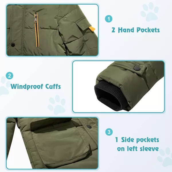 imageFARVALUE Boy Winter Coat Warm Quilted Puffer Water Resistant Parka Jacket with Detachable Fur Hood for Big BoysArmy Green