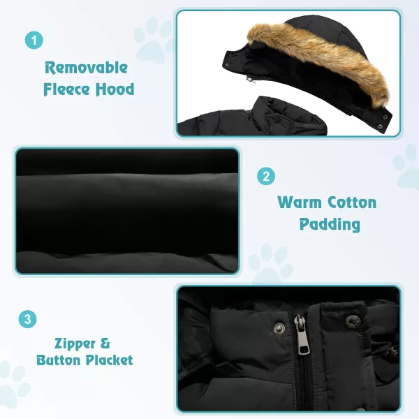 imageFARVALUE Boy Winter Coat Warm Quilted Puffer Water Resistant Parka Jacket with Detachable Fur Hood for Big BoysBlack