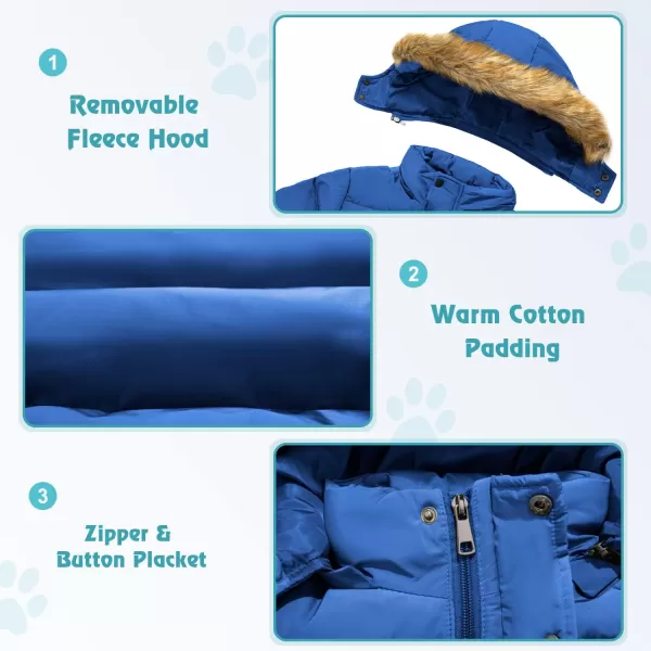 imageFARVALUE Boy Winter Coat Warm Quilted Puffer Water Resistant Parka Jacket with Detachable Fur Hood for Big BoysBlue