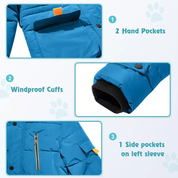 imageFARVALUE Boy Winter Coat Warm Quilted Puffer Water Resistant Parka Jacket with Detachable Fur Hood for Big BoysLight Blue