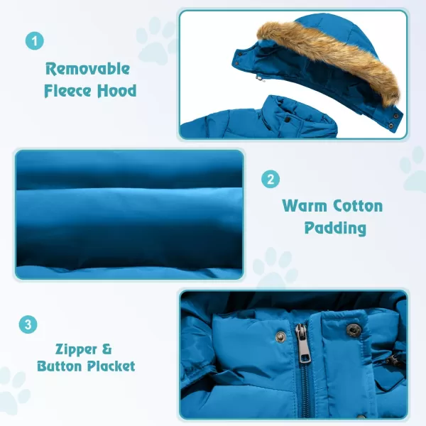 imageFARVALUE Boy Winter Coat Warm Quilted Puffer Water Resistant Parka Jacket with Detachable Fur Hood for Big BoysLight Blue