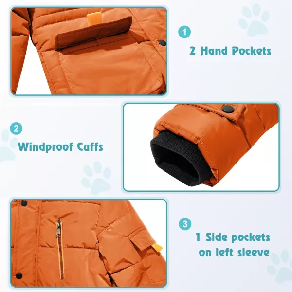 imageFARVALUE Boy Winter Coat Warm Quilted Puffer Water Resistant Parka Jacket with Detachable Fur Hood for Big BoysOrange